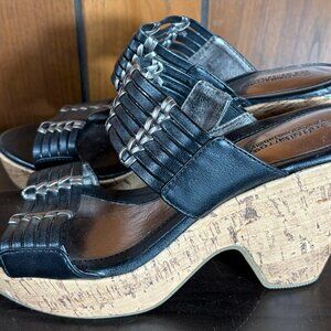 Croft & Barrow Soul (Sense) Ability Black Silver Wedges Womens Sz 7.5 - GUC